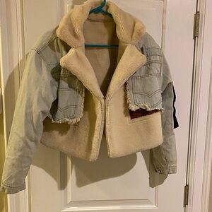 Stylish Cream and Denim Jacket